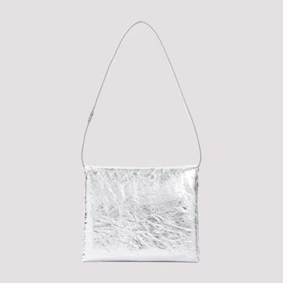 Marni Metallic-effect Leather Shoulder Bag In Silver