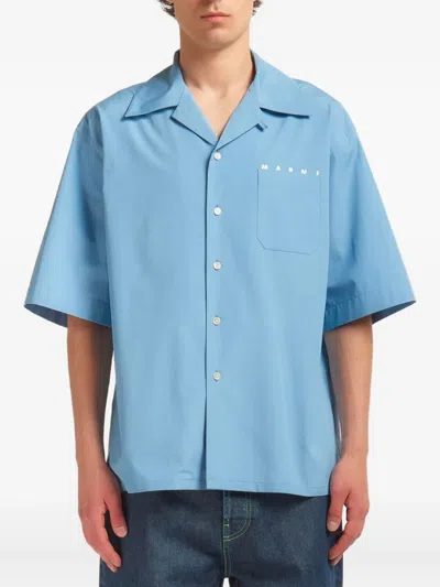 Marni Logo Pocket Shirt In Blue