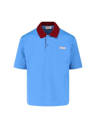Marni Logo Polo Shirt In Blue