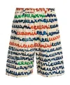 Marni Off-white Drawstring Bermuda Shorts In Multicolor