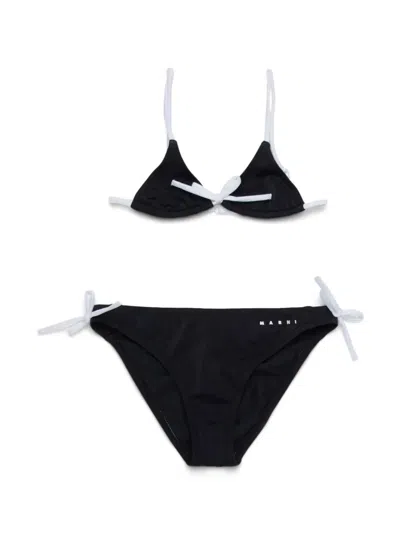 Marni Kids' Logo-print Bikini In Black