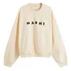 Marni Logo Print Cotton Crewneck Sweatshirt In Neutral