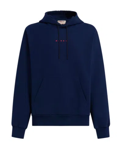 MARNI MARNI LOGO PRINTED DRAWSTRING HOODIE