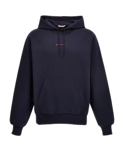 MARNI MARNI LOGO PRINTED DRAWSTRING HOODIE