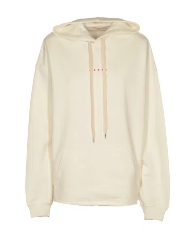 MARNI MARNI LOGO PRINTED DRAWSTRING HOODIE
