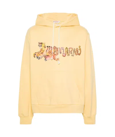 Marni Logo-print Cotton Hoodie In Fcy34 Citrus
