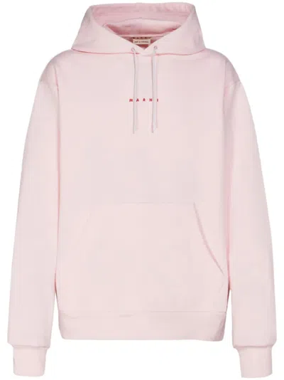 Marni Pastel Pink Relaxed Fit Hoodie With Front Kangaroo Pocket