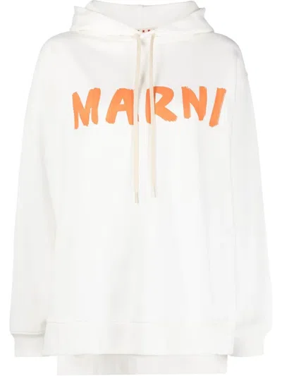 Marni Women's Logo Hoodie In White