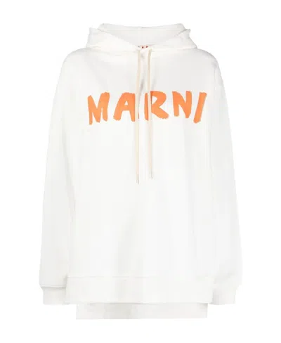 Marni Women's Logo Hoodie In White