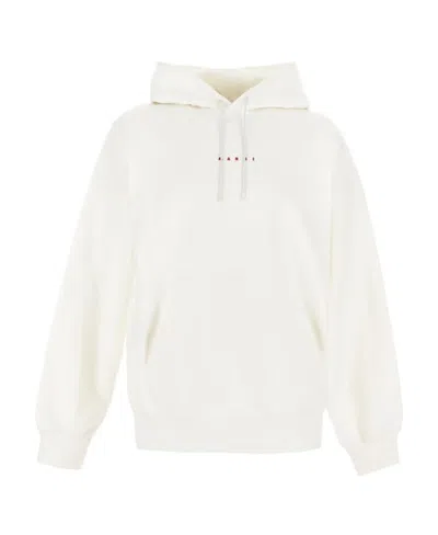 MARNI MARNI LOGO PRINTED DRAWSTRING HOODIE