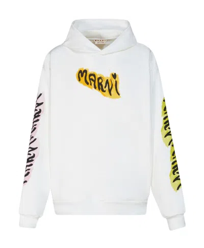 MARNI MARNI GRAFFITI PRINTED LONG SLEEVED HOODIE