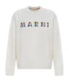 Marni Long Sleeve Cotton Sweatshirt With Geometric Logo In White