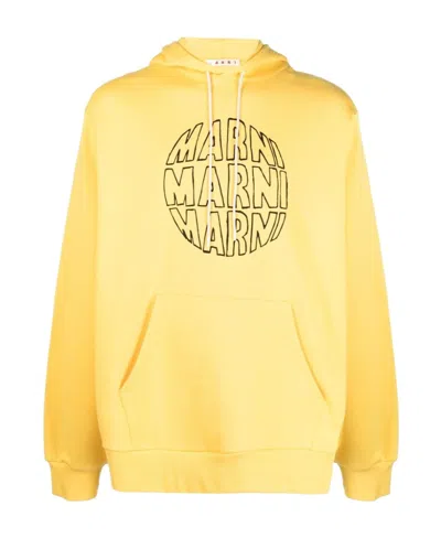 Marni Yellow Hooded Sweatshirt In Cly56 Maize