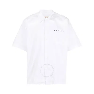 Marni Logo-print Cotton Poplin Bowling Shirt In White