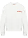 Marni Cropped White Sweater With Bold Chest Patch In 白色