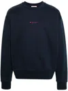 Marni Navy Blue Embroidered Logo Sweatshirt In Blue