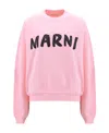 Marni Ribbed Logo Knit Crewneck With Dropped Shoulders In Pink