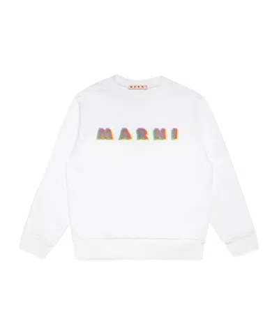 Marni Logo-print Cotton Sweatshirt In White