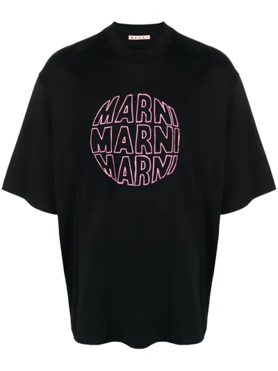 Marni Relaxed Fit Black T-shirt With Bold Graphic Print