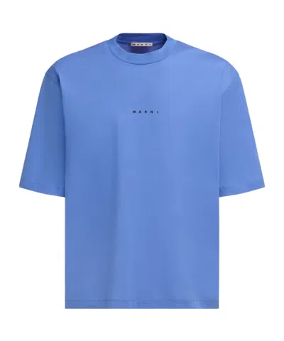 Marni Light Blue Jersey Mini Logo T-shirt