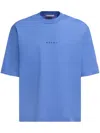 Marni Light Blue Jersey Mini Logo T-shirt In Blue