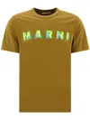 Marni Khaki Printed T-shirt In Brown