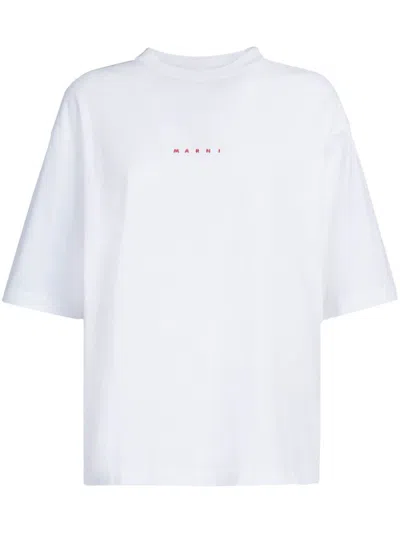 Marni Logo-print Cotton T-shirt In Lily White