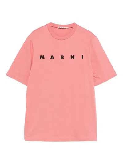 Marni Kids' Logo-print Cotton T-shirt In Pink