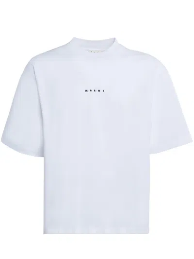 Marni Logo-print Cotton-jersey T-shirt In White