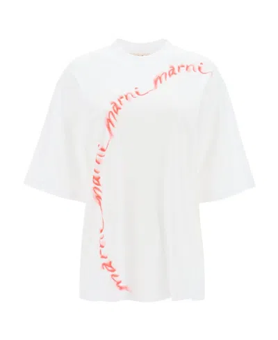 MARNI MARNI LOGO PRINTED OVERSIZED T-SHIRT