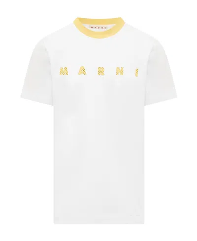 Marni Logo-print Cotton T-shirt In White