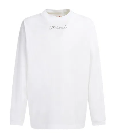 MARNI MARNI LOGO PRINTED LONG-SLEEVED T-SHIRT