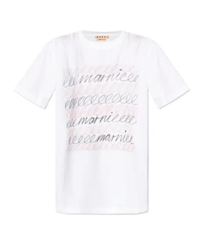 Marni Logo-print Cotton T-shirt In White