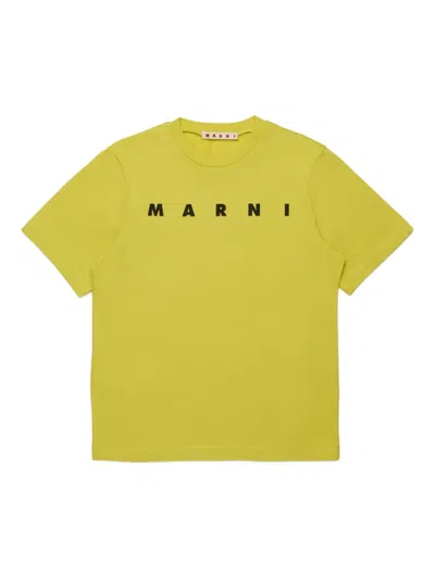 Marni Kids' Logo-print Cotton T-shirt In Yellow