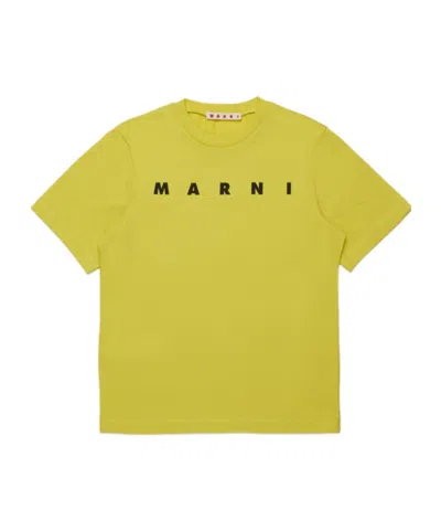Marni Kids' Logo-print Cotton T-shirt In Yellow