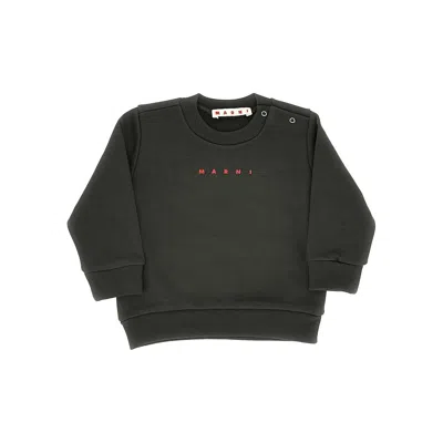 Marni Kids' Logo Print Crewneck Sweatshirt In Gray
