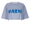 MARNI LOGO PRINT CROPPED T-SHIRT LIGHT BLUE