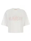 Marni Cropped Organic Cotton T-shirt In White
