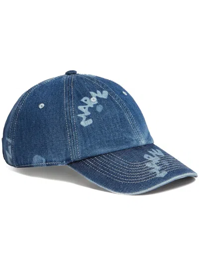 Marni Logo-print Denim Baseball Cap In Blue