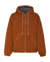 Marni Logo-print-drawstring Faux-fur Jacket In Brown