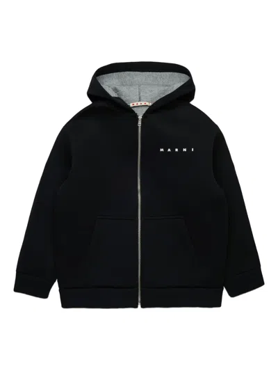 Marni Kids' Logo-print Hooded Jacket In Black