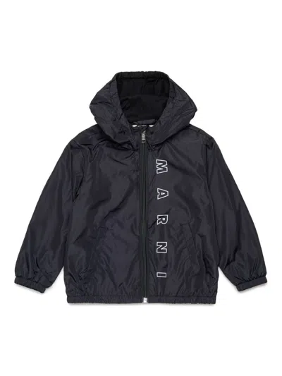 Marni Babies' Logo-print Hooded Jacket In Black