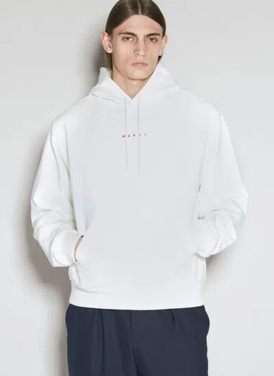 Marni Logo Print Hooded Sweatshirt In White