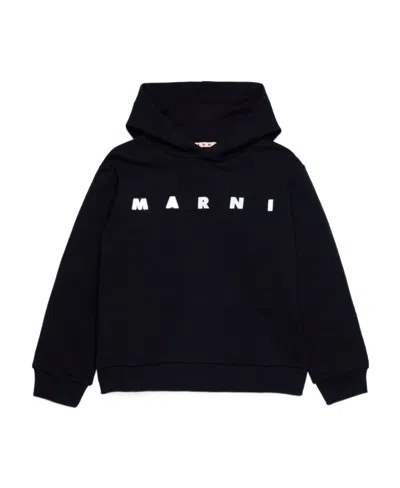 Marni Logo-print Hoodie In Black