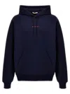 Marni Long Sleeved Hooded Sweatshirt In Blue