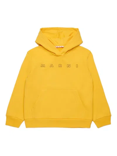 Marni Kids' Logo-print Hoodie In Gelb