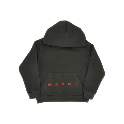 Marni Kids' Logo Print Hoodie In Gray