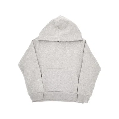 Marni Logo Print Hoodie Kids In Grey