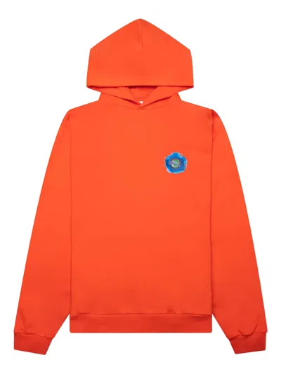 Marni Logo-print Hoodie In Orange
