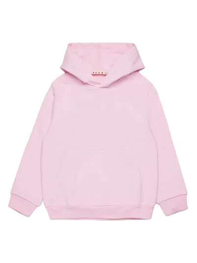 Marni Kids' Logo-print Hoodie In Rosa